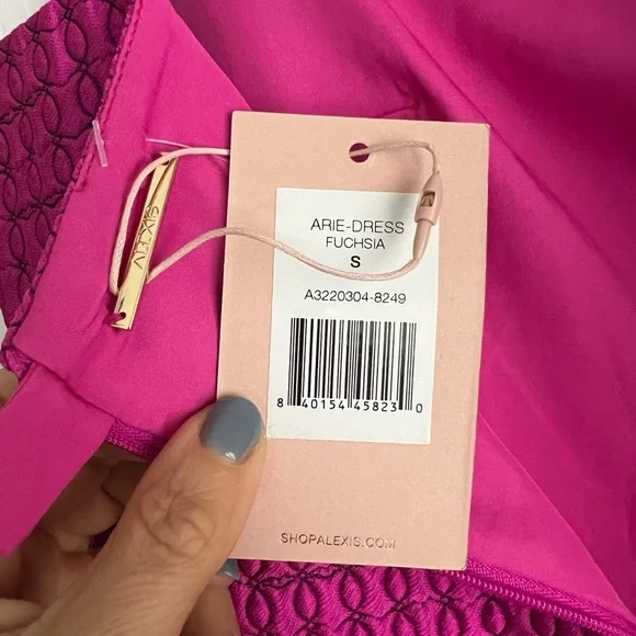 ALEXIS Arie Jacquard Square Neckline Mini Dress Fuchsia Pink NEW with tag - Picture 4 of 6